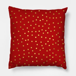 Red and gold polka dot pattern. Minimalist Christmas gold pattern. Calm falling snowflakes pattern in minimalistic style. Pillow