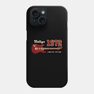 Vintage 1972 Birthday Guitar Lovers 51st Birthday Phone Case