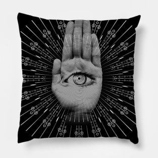 Spiritual 3rd Eye Hamsa Design B/W Pillow