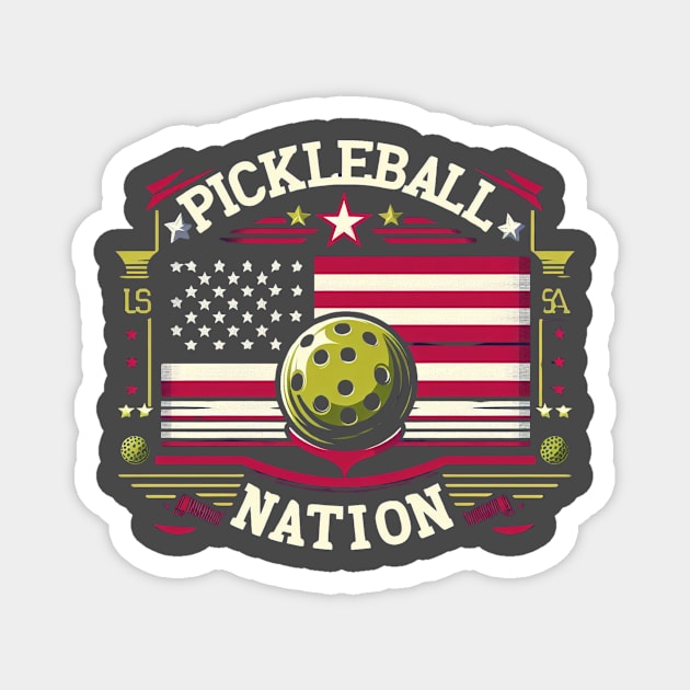 American Flag Pickleball Nation Magnet by Battlefoxx Living Earth