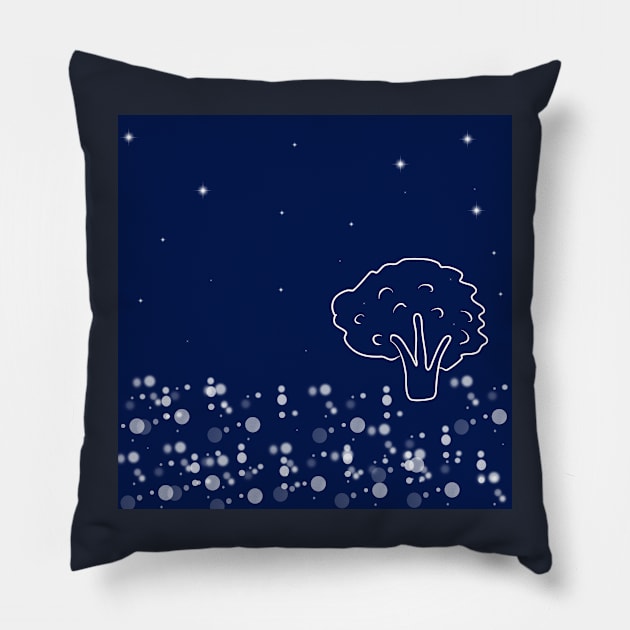 Landscape, tree with dark blue color background Pillow by grafinya