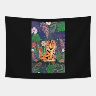 Floral Tiger cub in the Forest Tapestry