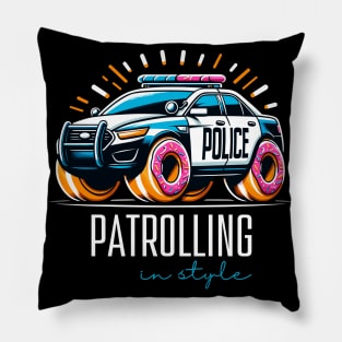 Patrolling in Style Doughnut Police Car Law Enforcement Appreciation Day Pillow