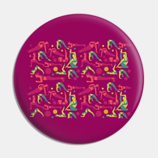 Women Yoga Poses Pink & Green Pin