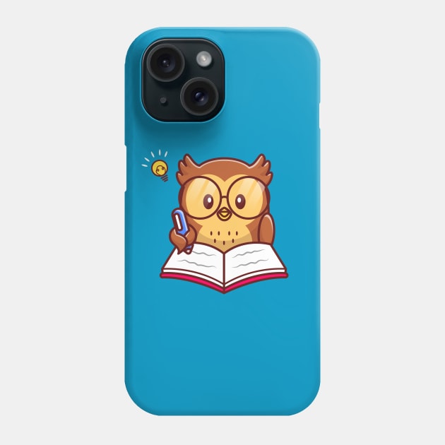 Cute Owl Writing On Book With Pen Phone Case by Catalyst Labs