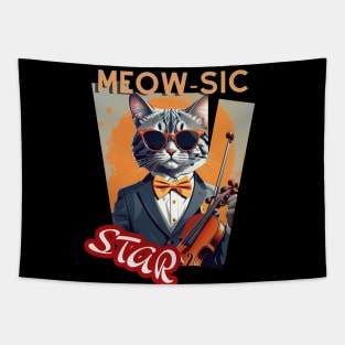 Cat Violinist: "Violinist Meow-ster" Tapestry