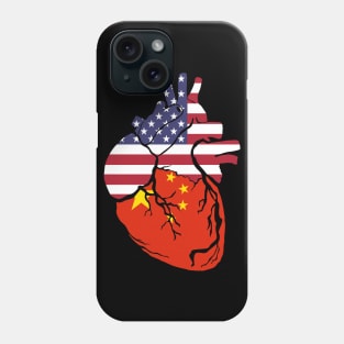 USA and Chinese flag heart Phone Case