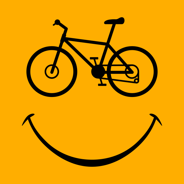 Happy Outdoor Adventure Mountain Trail Bike Smiling Face by hobrath