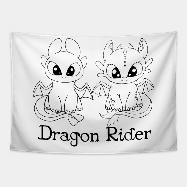 Dragon Rider coloring night fury, light fury, toothless chibi, httyd fanart, nursery design, halloween kids Tapestry by PrimeStore