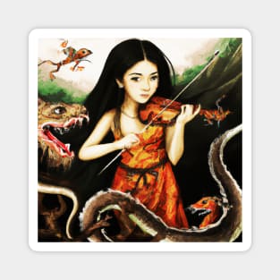 The Little Girl Playing for Monsters Magnet