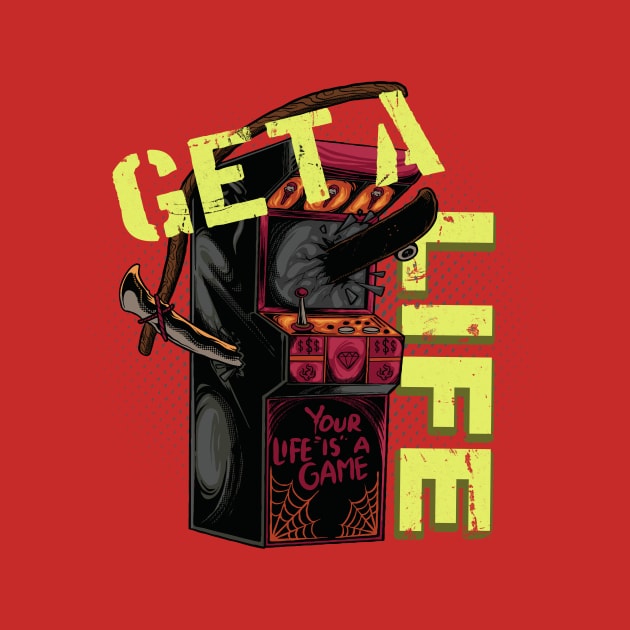 Get a Life retro Game Machine Gamer Gifts by Foxxy Merch