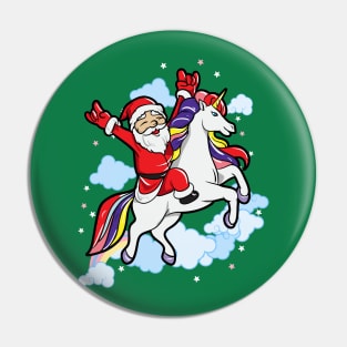 Santa Rocking Out Unicorn Christmas Pin