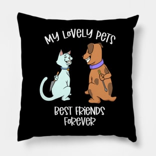 Pets love each other - cat and dog Pillow