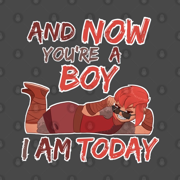 nimona "And now you're a boy, I am today" by Quma