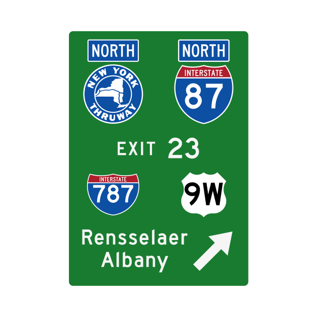 New York Thruway Northbound Exit 23: Rensselaer Albany I-787 Rte 9W by MotiviTees