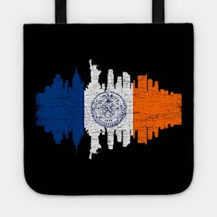 New York City Flag Skyline Vintage Retro Tote