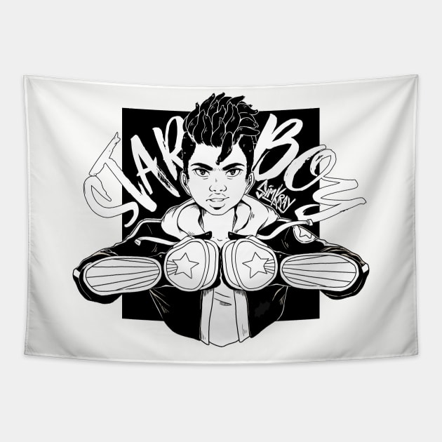 STAR BOY Black 'N' White Tapestry by Simkray