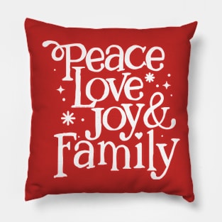 Pretty Peace Love Joy and Family Christmas Pillow