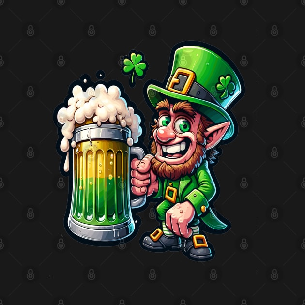 Leprechaun drinking beer on st patricks day by Toonstruction