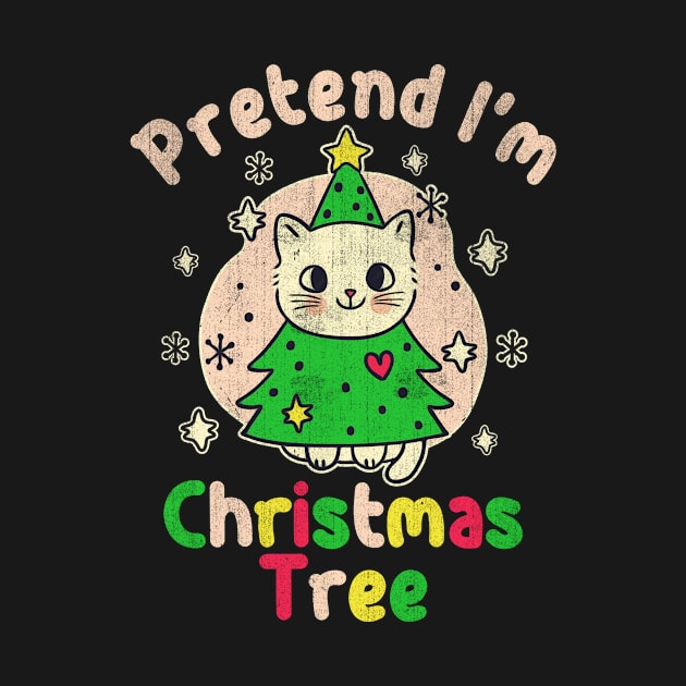 Pretend I'm Christmas Tree Funny Cute Cat Xmas by beckeraugustina