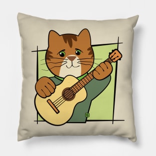 Cat Playing Guitar Music Pillow