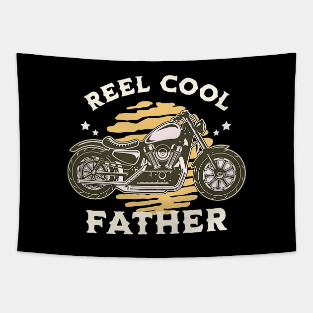 Reel Cool Father Bike Rider, Husband, Dad, Daddy, Papa Tapestry by Kouka25