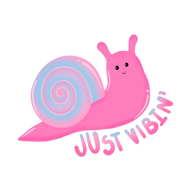 Just Vibin’ Pink Snail by Moon Ink Design