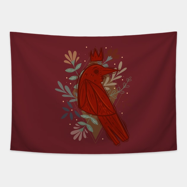 Red Crow Tapestry by Little Miss Arkham