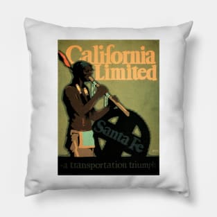 Visit American Indian Natives California Limited Santa Fe Vintage Railway Travel Pillow