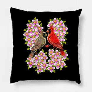 Red Cardinal in love dogwood flower North Carolina Virginia Pillow