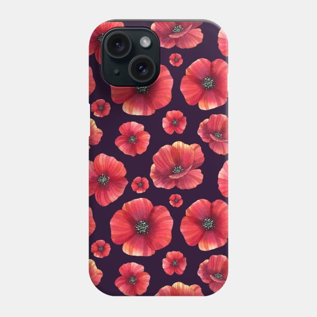 Botanical Floral Seamless pattern Poppies Phone Case by redwitchart