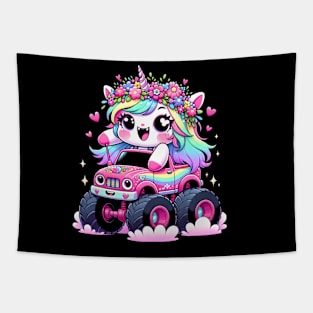 Monster Truck Unicorn Birthday Party Monster Truck kids Girl Tapestry