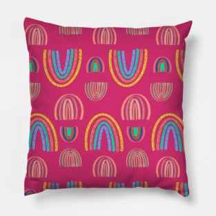 Hot Pink Boho Rainbows fuchsia crazy 80s chick Pillow