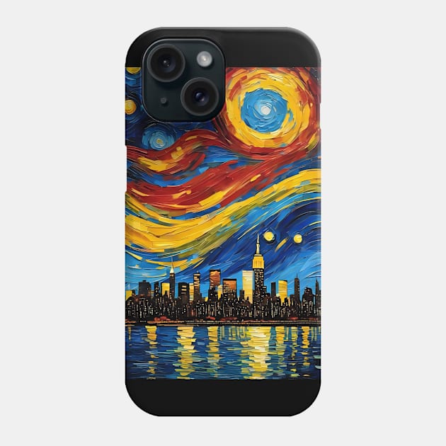 Newyork City skyline in Starry night style Phone Case by Spaceboyishere