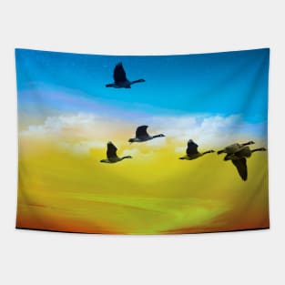 Birds Flying In The Colorful Sky T-shirt Tapestry