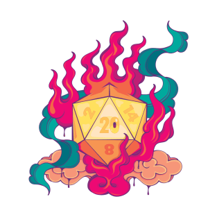 Surreal D20 Lucky Dice on Fire T-Shirt