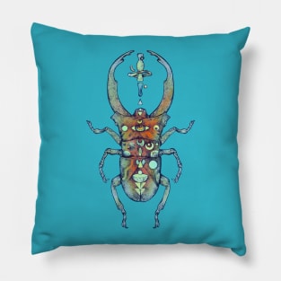 Bright Eye Beetle Red Pillow