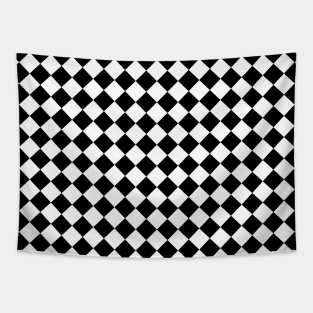 Classic Black and White Large Diamond Checker Board Pattern Tapestry