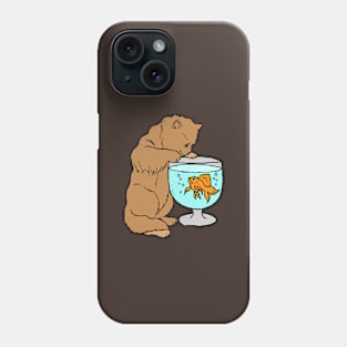 Cat Playing with Goldfish Phone Case