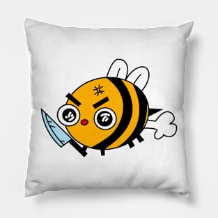 Angry bee with knife! Pillow