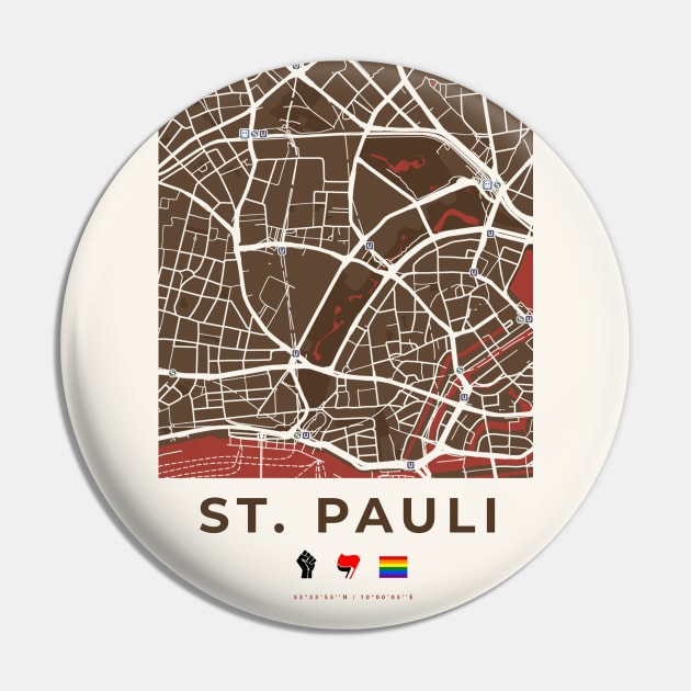 St. Pauli - Hamburg - Street Map Pin by guayguay