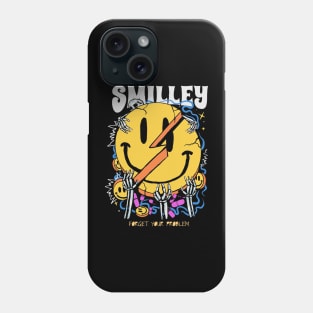 smile emoticon with skull illustration Phone Case