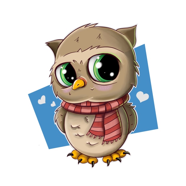 Cute and Sweet Holiday Owl by JessicaErinArt