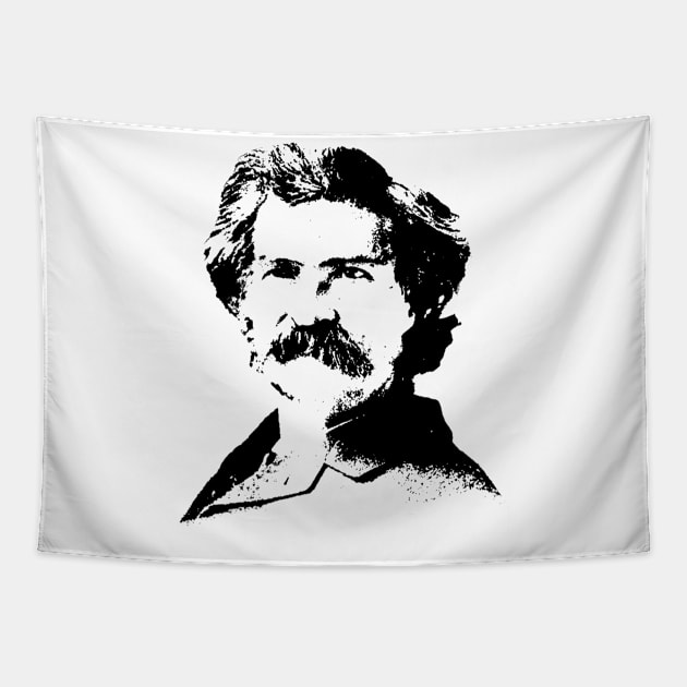 Mark Twain Portrait Pop Art Tapestry by phatvo