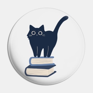 Cat on pile of books Pin