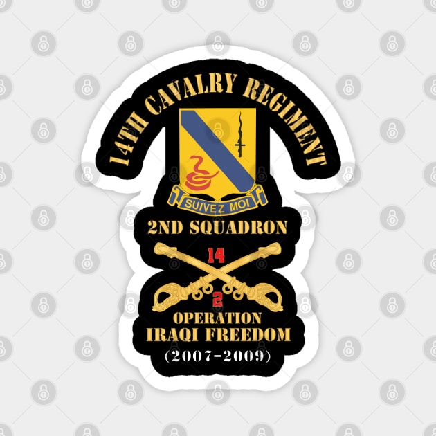 Army - 14th Cavalry Regiment w Cav Br - 2nd Squadron - Operation Iraqi Freedom - 2007–2009 - Red Txt X 300 Magnet by twix123844