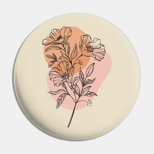 floral line drawing neutral color block Pin