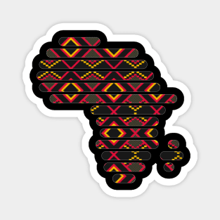 Kente, Africa Map with Stripes, Ghana Pattern Black Magnet