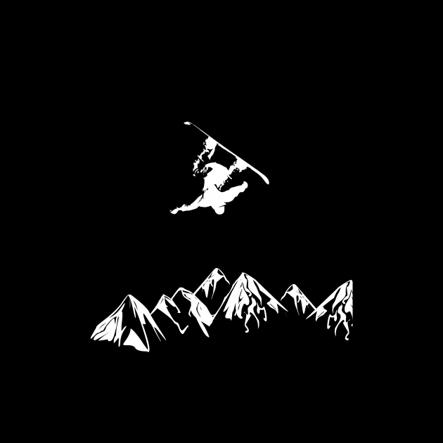 Snowboarding White Abstract Snow Boarder On Black by podartist