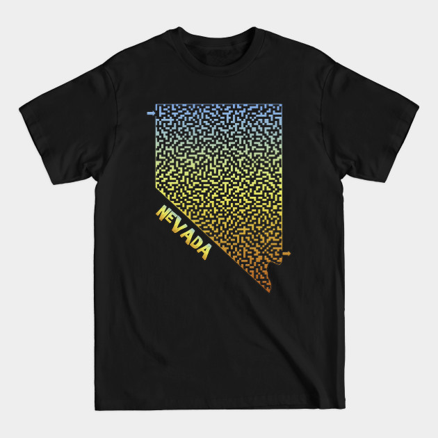 Discover Nevada State Outline Maze & Labyrinth - Nevada - T-Shirt